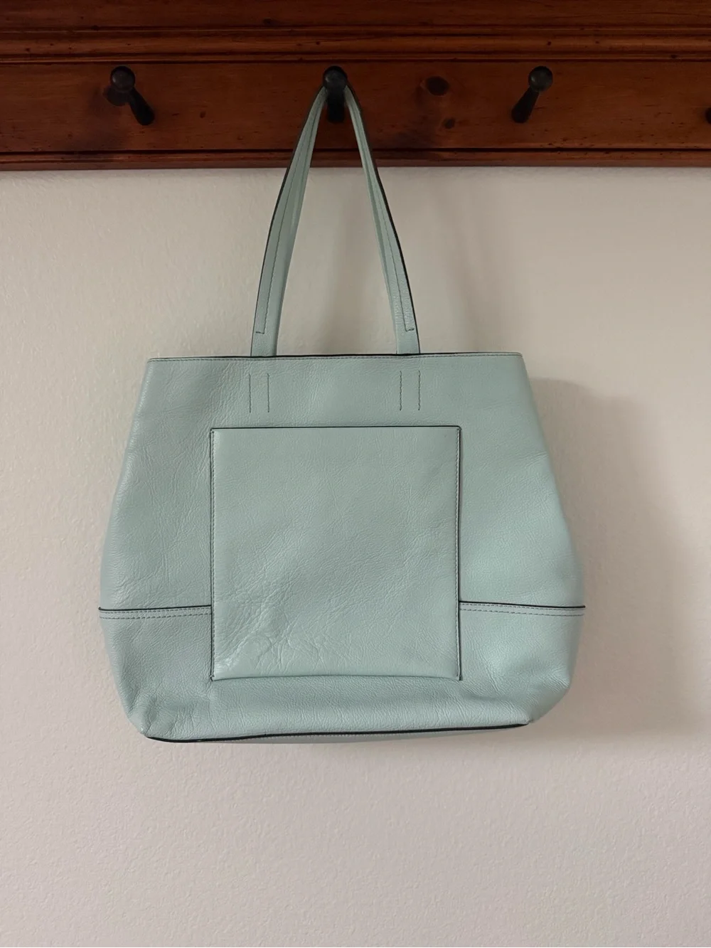 Light Blue Leather J Crew Tote Bag